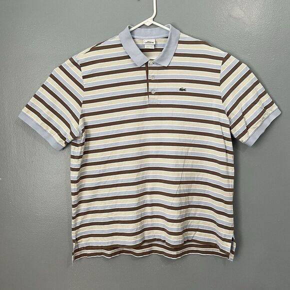 Lacoste Polo Shirt Mens Size 8 3XL XXXL Short Sleeve Pullover Preppy Golf Stripe - Picture 1 of 10